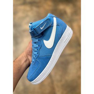 کتونی نایک ایرفورس نیم ساق استاسی آبیNike Airforce 1 X Stussy Mid Fossil Stone