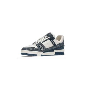 کتونی لویی ویتون سفید آبی Louis Vuitton LV Trainer Blue White