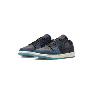 کفش نایک ایرجردن 1 ساق کوتاه آبی سورمه ای Nike Air Jordan 1 Low Snakeskin Midnight Navy