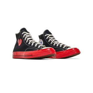 کفش کانورس آل استار پلی ساقدار مشکی زیره قرمز Converse Play Chuck 70 High Comme des Garçons Black Red