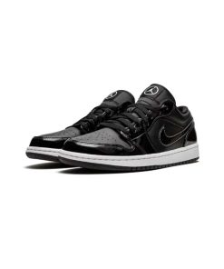 کتونی نایک ایرجردن 1 ساق کوتاه مشکی ورنی Nike Air Jordan 1 Low Black Space Jam