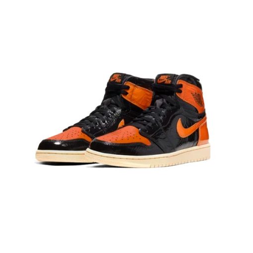 کتونی نایک ایرجردن 1 نارنجی مشکی Air Jordan 1 Black Orange Patent