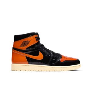کتونی نایک ایرجردن 1 نارنجی مشکی Air Jordan 1 Black Orange Patent