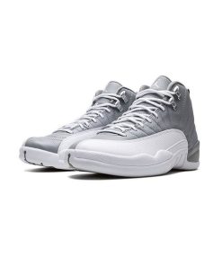 کتونی نایک ایرجردن 12 سفید طوسی Air Jordan 12 Retro Stealth