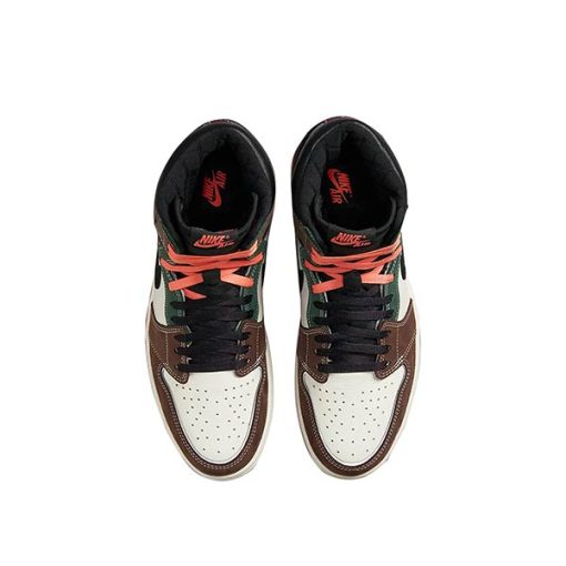 کتانی نایک ایرجردن 1 قهوه ای زرشکی Nike Air Jordan 1 Hand Crafted
