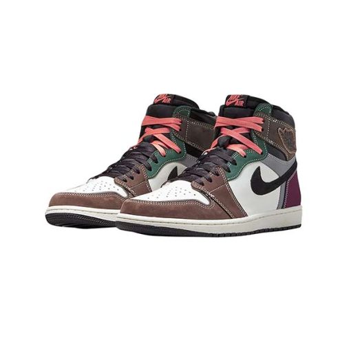کفش نایک ایرجردن 1 قهوه ای زرشکی Nike Air Jordan 1 Hand Crafted