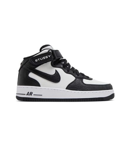 کتونی نایک ایرفورس نیم ساق مشکی سفید Nike Stussy x Air Force 1 Mid