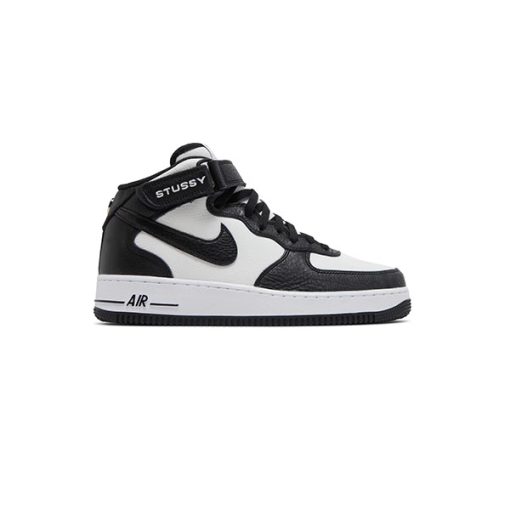 کتونی نایک ایرفورس نیم ساق مشکی سفید Nike Stussy x Air Force 1 Mid