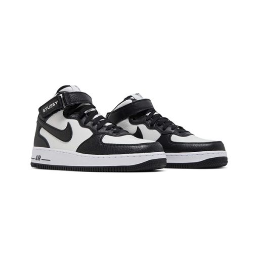 کتونی نایک ایرفورس نیم ساق مشکی سفید Nike Stussy x Air Force 1 Mid