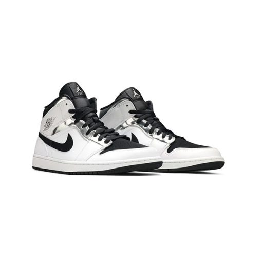 کفش نایک ایرجردن 1 سفید نقره ای مدل Air Jordan 1 Mid Alternate Think 16