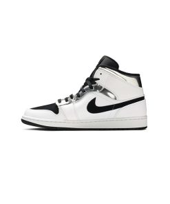 کفش ساقدار نایک ایرجردن 1 سفید نقره ای مدل Air Jordan 1 Mid Alternate Think 16