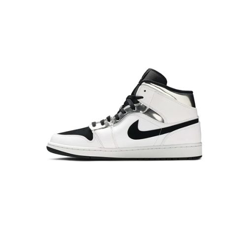 کتونی ساقدار نایک ایرجردن 1 سفید نقره ای مدل Air Jordan 1 Mid Alternate Think 16