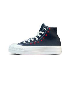 کفش کانورس آل استار پلتفرم قلبی مشکی All Star Platform Embroidered Hearts