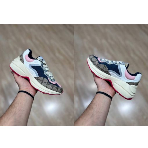 کفش گوچی زنانه سفید صورتی مدل Gucci GG Rhyton
