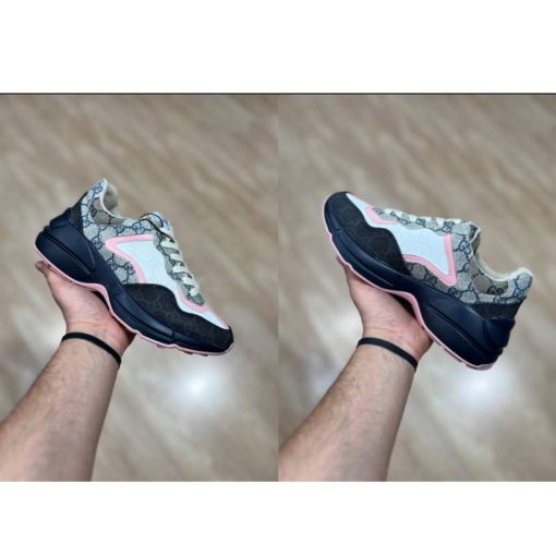 کفش گوچی زنانه طوسی صورتی مدل Gucci GG Rhyton