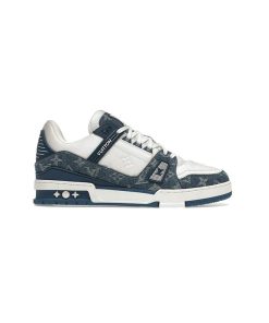 کتونی لویی ویتون سفید آبی Louis Vuitton LV Trainer Blue White