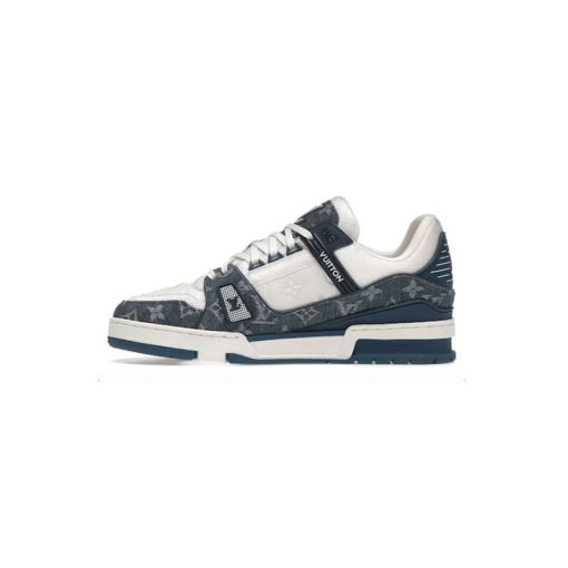 کتونی لویی ویتون سفید آبی Louis Vuitton LV Trainer Blue White