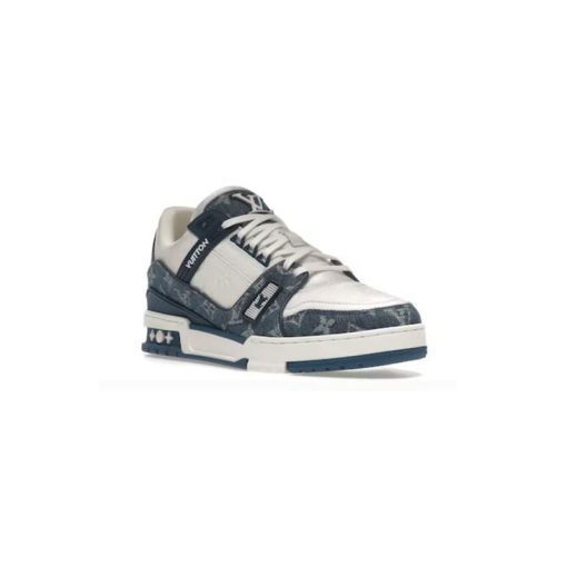 کتونی لویی ویتون سفید آبی Louis Vuitton LV Trainer Blue White