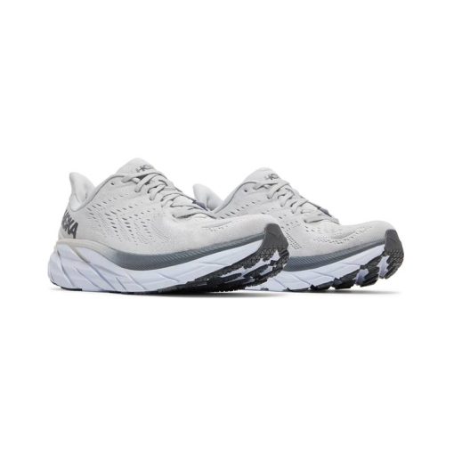 کفش رانینگ هوکا کلیفتن 8 سفید طوسی Hoka Clifton 8 White Gray