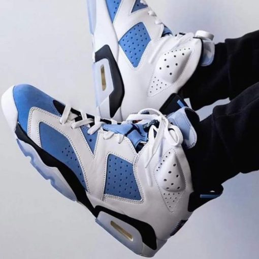 کتونی نایک ایرجردن 6 سفید آبی Nike Air Jordan 6 Retro UNC White