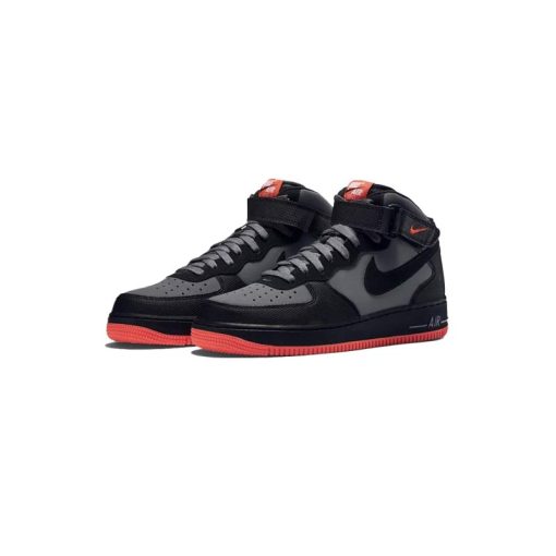 کتونی نایک ایرفورس نیم ساق طوسی قرمز Nike Air Force 1 Mid 07 Dark Grey Crimson