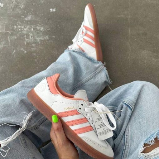 کتونى آدیداس سامبا سفید گلبهی Adidas Samba OG White Wonder Clay