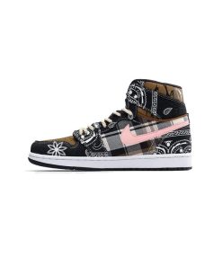 کتونی نایک ایرجردن 1 باندانا قهوه ای صورتی Nike Air Jordan 1 High Travis Scott Bandana