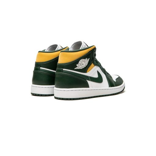 کتونی نایک ایرجردن 1 سبز و زرد Nike Air Jordan 1 Mid Sonics