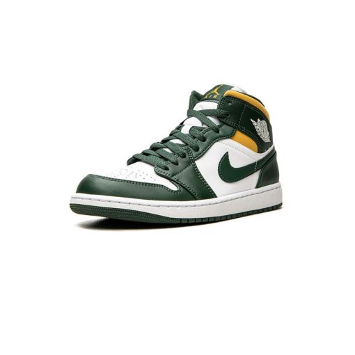 کتونی نایک ایرجردن 1 سبز و زرد Nike Air Jordan 1 Mid Sonics