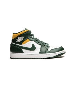 کتونی نایک ایرجردن 1 سبز و زرد Nike Air Jordan 1 Mid Sonics