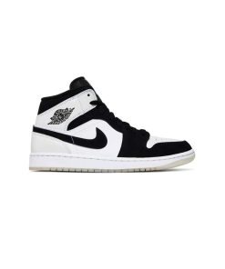 کتونی نایک ایرجردن 1 سفید مشکی دایاموند Nike Air Jordan 1 Mid SE Diamond