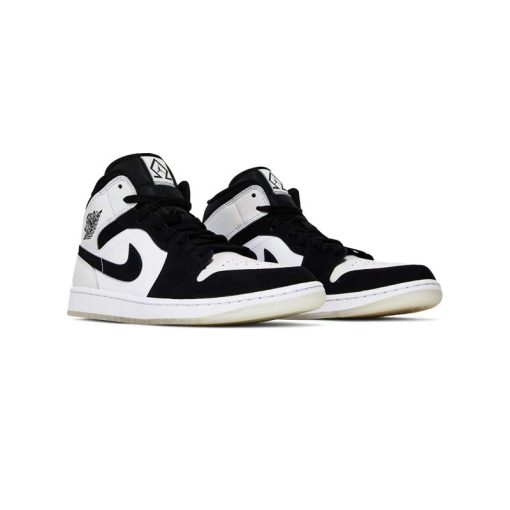 کتونی نایک ایرجردن 1 سفید مشکی دایاموند Nike Air Jordan 1 Mid SE Diamond