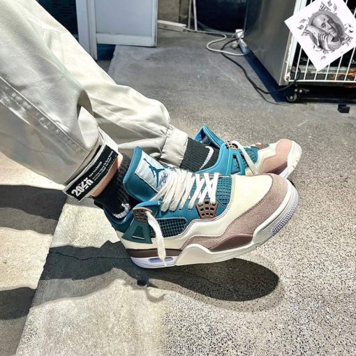 کفش نایک ایرجردن 4 سبز کرم قهوه ای اسنورلاکس Nike Air Jordan 4 snorlax