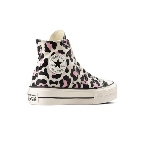 کفش کانورس پلتفرم پلنگی سفید صورتی Converse Chuck Taylor All Star Lift High Leopard