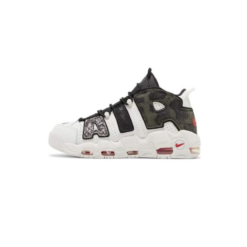 کتونی نایک ایر آپتمپو سفید سبز چریکی Nike Air More Uptempo Tunnel Walk