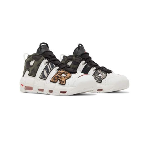 کتونی نایک ایر آپتمپو سفید سبز چریکی Nike Air More Uptempo Tunnel Walk