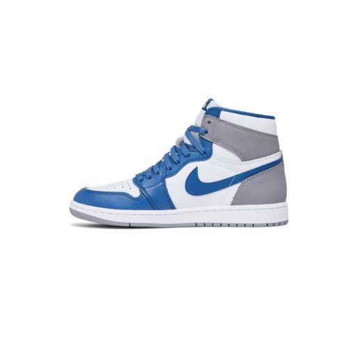 کتونی نایک ایرجردن 1 طوسی آبی سفید Nike Air Jordan 1 Retro High OG True Blue