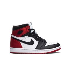 کتونی نایک ایرجردن 1 مشکی سفید قرمز Nike Air Jordan 1 Retro High Satin Black Toe
