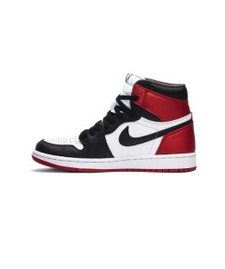 کتونی نایک ایرجردن 1 مشکی سفید قرمز Nike Air Jordan 1 Retro High Satin Black Toe
