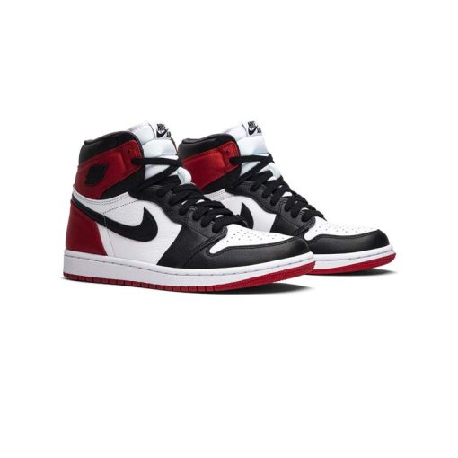کتونی نایک ایرجردن 1 مشکی سفید قرمز Nike Air Jordan 1 Retro High Satin Black Toe