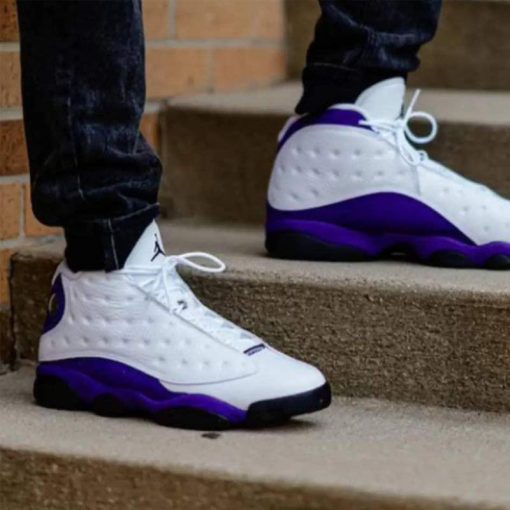 کتونی نایک ایرجردن 13 سفید بنفش لیکرز Nike Air Jordan 13 Retro Lakers