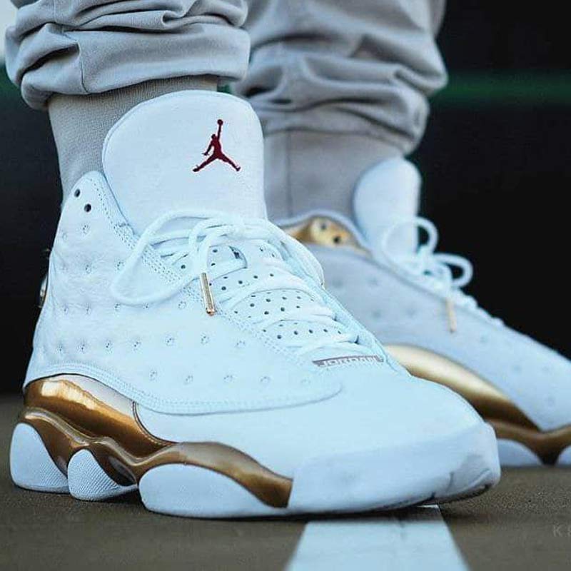 کتونی نایک ایرجردن 13 سفید طلایی Nike Air Jordan 13 Retro BG Defining Moments