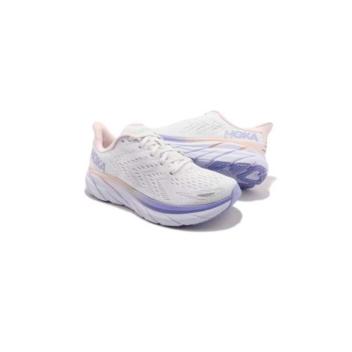 کفش رانینگ هوکا کلیفتن 8 سفید بنفش صورتی Hoka Clifton 8 Blanc Mangano