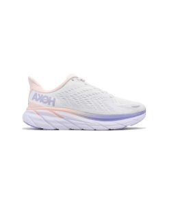 کفش رانینگ هوکا کلیفتن 8 سفید بنفش صورتی Hoka Clifton 8 Blanc Mangano