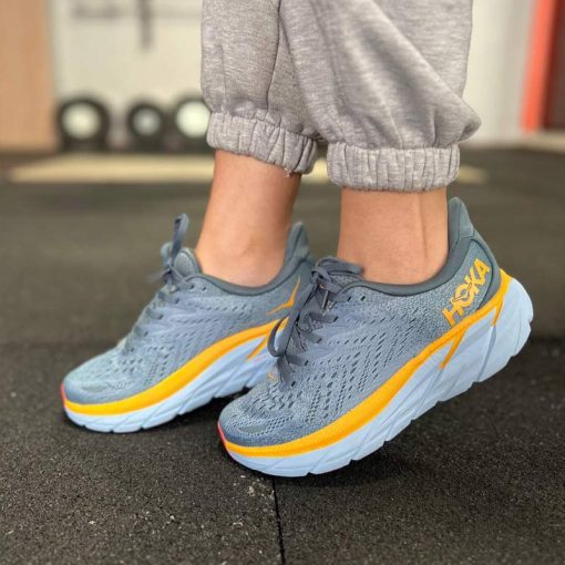 کفش رانینگ هوکا کلیفتن 8 طوسی آبی زرد Hoka Clifton 8 Goblin Blue Mountain Spring