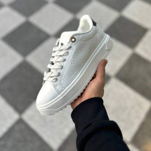 کفش لوییز ویتون سفید قهوه ای Louis Vuitton Time Out Sneaker