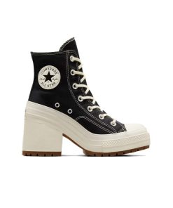 کفش کانورس پاشنه بلند مشکی سفید Converse Chuck 70 De Luxe Heel
