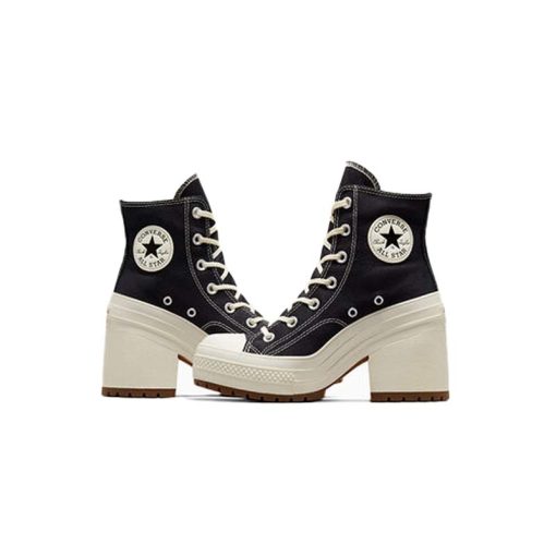کفش کانورس پاشنه بلند مشکی سفید Converse Chuck 70 De Luxe Heel
