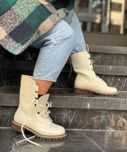 بوت چرمی دیور سفید استخوانی Christian Dior Boot Bone White