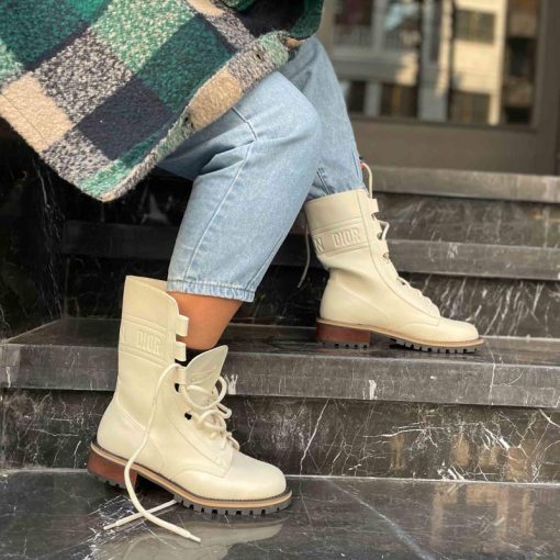 بوت چرمی دیور سفید استخوانی Christian Dior Boot Bone White